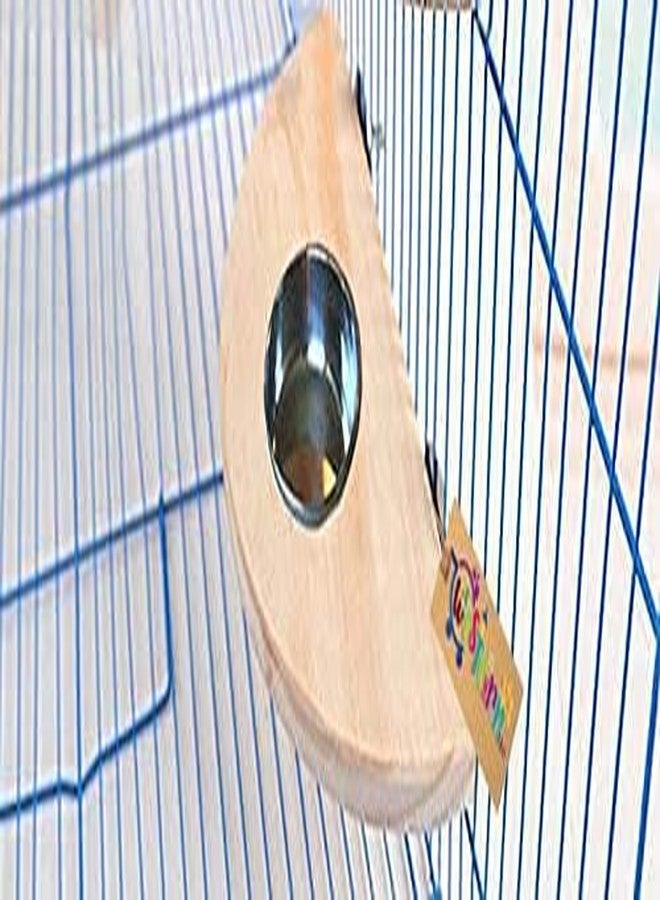 Western Era Natural Wood Birds Platform, Corner Platform, Perc, Stand Bird Toy for with Cup for Birds (8.5 Inches) - Image 1